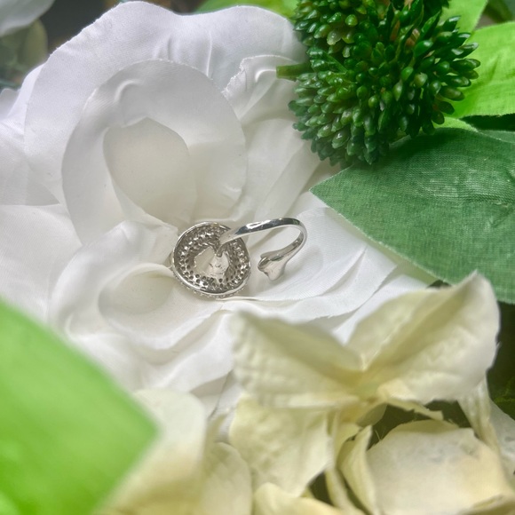 GORGEOUS DIAMOND AND PEARL with SILVER 925 size 7.5 - Picture 8 of 9